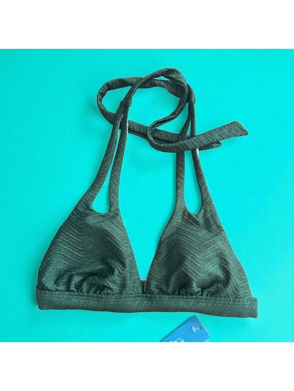 CUPSCHE Green Metallic Bikini Top Size Small NEW New with tags